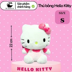 Thú Bông Hello Kitty Size S 22cm – Gấu Bông Sanrio Chính Hãng Cao Cấp, Mềm Mịn Ôm Ngủ, Teenbox Phân Phối
