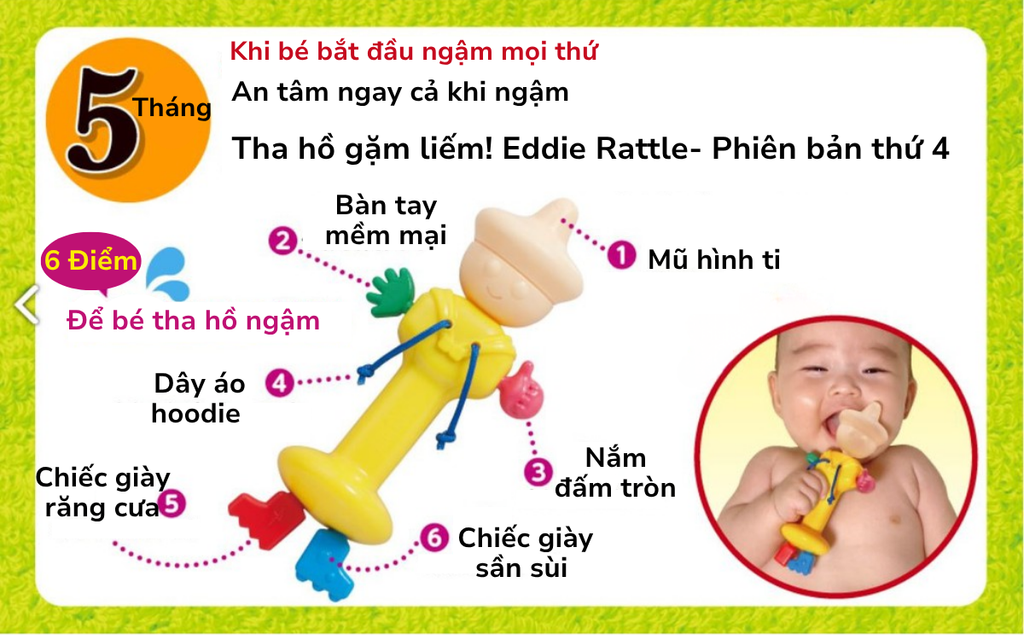 Gặm nướu ti mềm dành cho bé 5 tháng tuổi từ PEOPLE Nhật Bản TB025