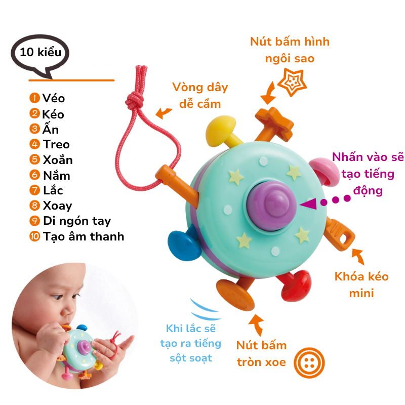 Đồ chơi dành cho bé 6 tháng – Kiểu UFO giúp bé phát triển vận động tinh từ PEOPLE Nhật Bản TB027