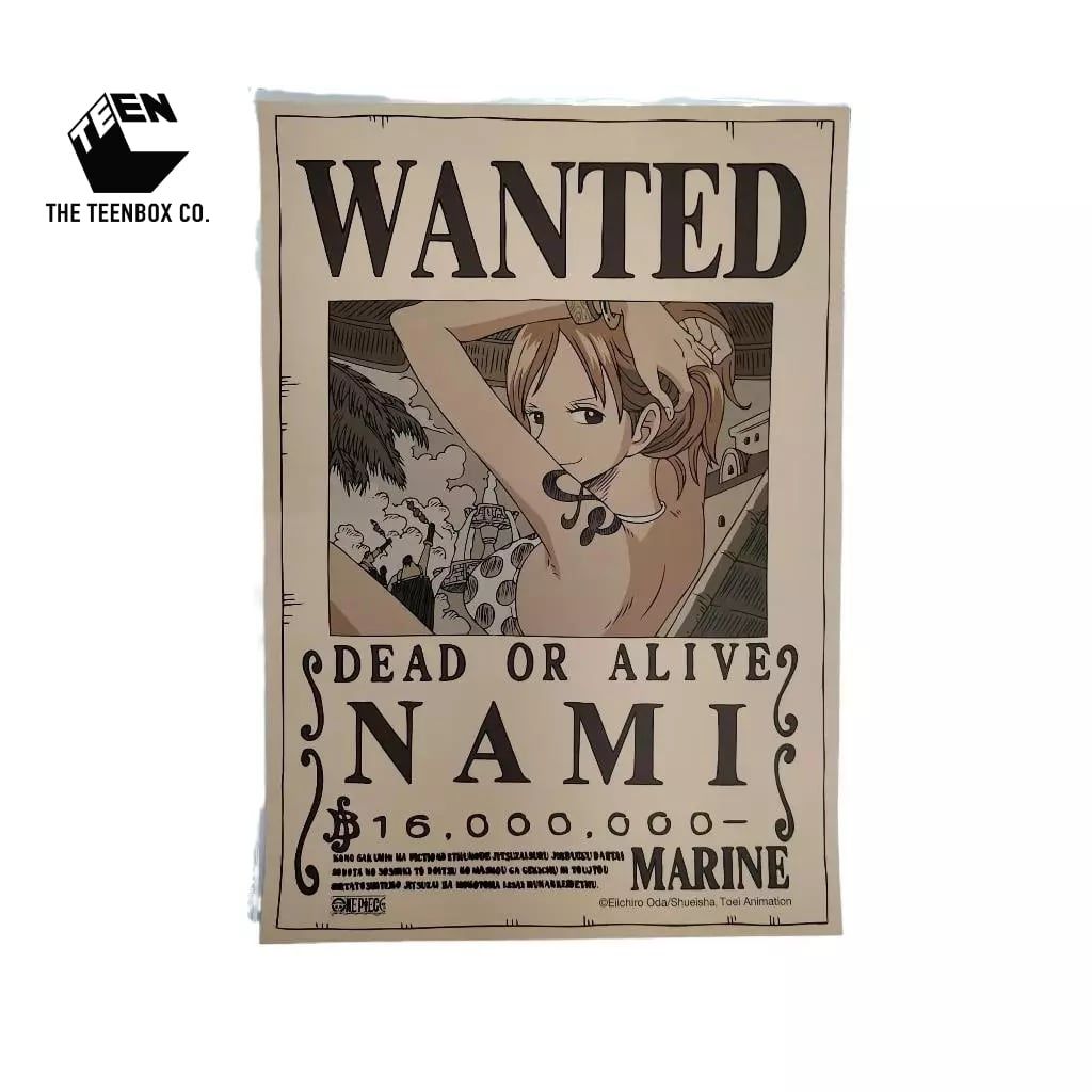 Poster Truy Nã One Piece 43x30cm – Tranh Wanted Luffy, Zoro, Nami, Robin, Boa, Chopper, Chính Hãng TEENBOX