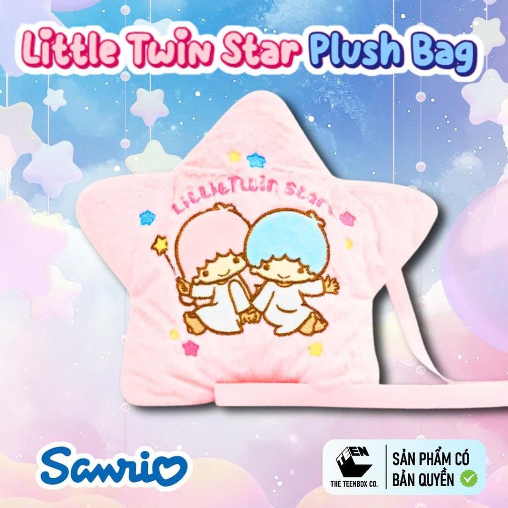 Túi Bông Little Twin Star Chính Hãng – Túi Đeo Chéo Mini 20x18cm, Bông Mềm Nhẹ, Phân Phối Teenbox