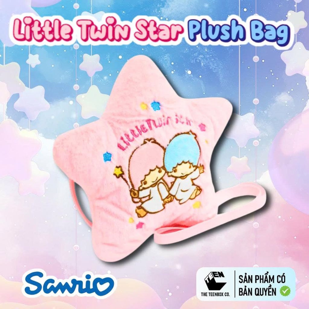 Túi Bông Little Twin Star Chính Hãng – Túi Đeo Chéo Mini 20x18cm, Bông Mềm Nhẹ, Phân Phối Teenbox