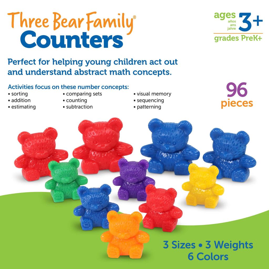 Bộ học đếm gia đình gấu | Three Bear Family® Counters, Set of 96 Learning Resources LER 0744