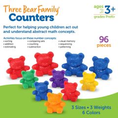 Bộ học đếm gia đình gấu | Three Bear Family® Counters, Set of 96 Learning Resources LER 0744