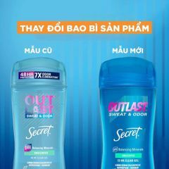 [mẫu mới ] Lăn Khử Mùi dạng gel Secret Mỹ Giảm Tiết Mồ Hội #unscented- không mùi