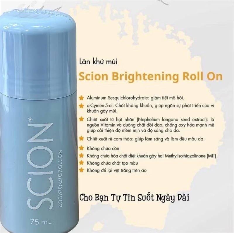 (Mới) Lăn khử mùi Scion ngăn mùi hôi nách không làm ố quần áo làm sáng vùng da dưới cánh tay