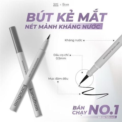 [NEW]￼Phiên Bản Mới Vỏ Xám - Bút Kẻ Mắt Nước Nét Mảnh, Không Lem Trôi Karadium Waterproof Brush Liner