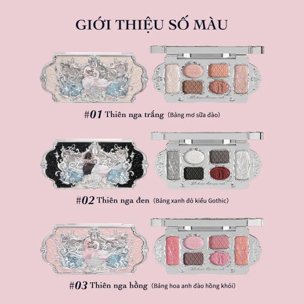 Bảng Phấn Mắt Hoa Biết FLOWER KNOWS swan ballet thiên nga #02-đen