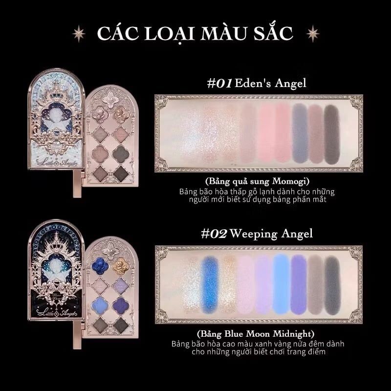 Bảng phấn mắt Hoa biếc Flower Knows little angel collection #02-thiên thần đen