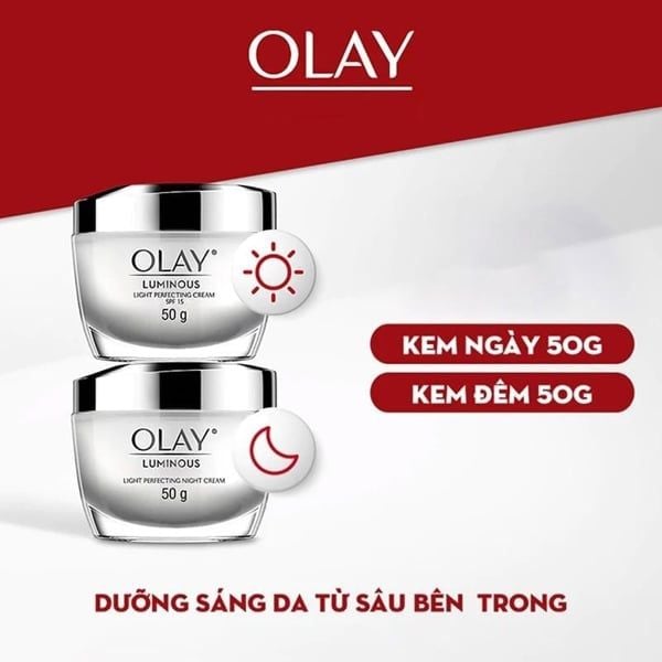 Kem Dưỡng Olay Luminous Light Perfecting Night Cream Sáng Da giảm Nám Ban Đêm 50g