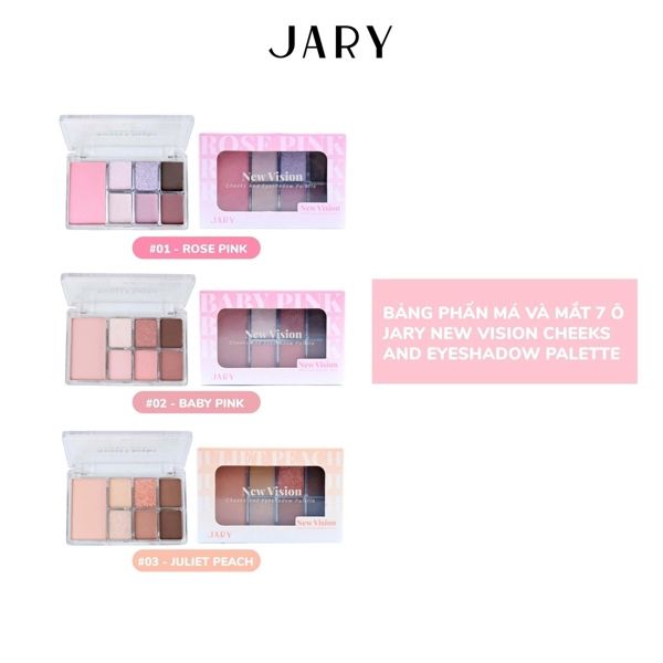 Bảng phấn mắt má 7ô JARY new vision cheeks eyeshadow pallete #02-baby pink
