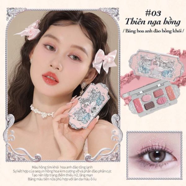 Bảng Phấn Mắt Hoa Biết FLOWER KNOWS swan ballet thiên nga #02-đen