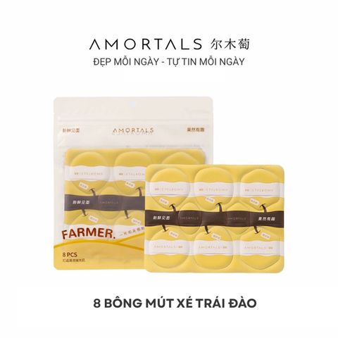 Bộ 8 Bông Mút Trang Điểm Tự Xé Amortals Puff-Hydro Edition #quả đào