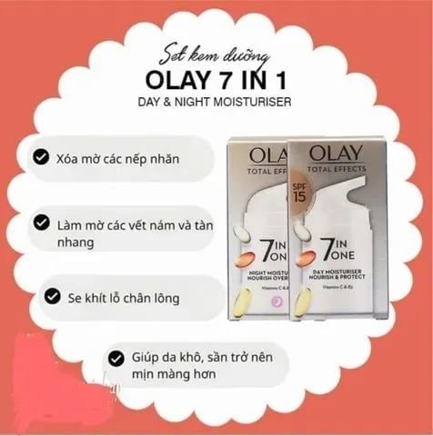 Set kem dưỡng da ngày và đêm Olay Total Effects 7 in One 37ml