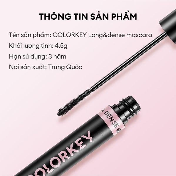 Mascara Colorkey long dense Giúp Mi Dài & Cong Tự Nhiên
