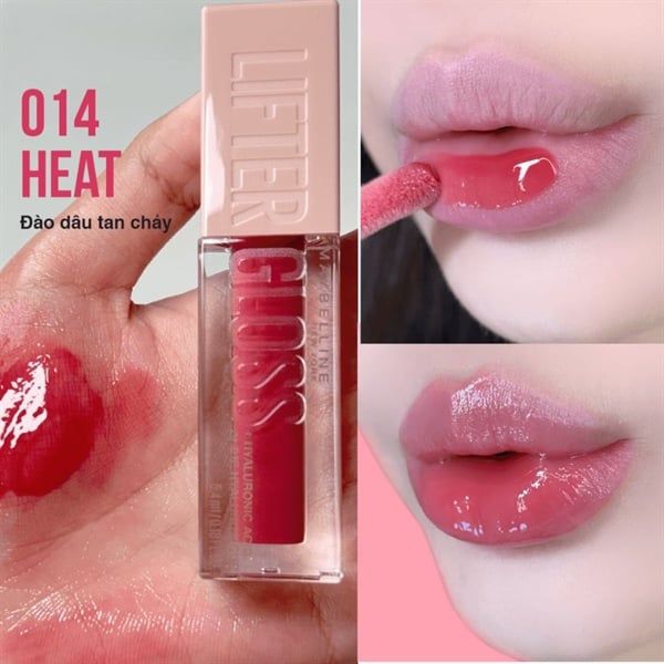 Son tint bóng Maybelline lifter gloss #014 heat
