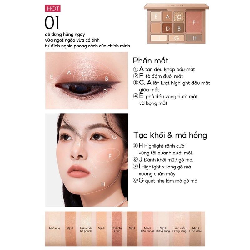 ￼Bảng Phấn Mắt CARSLAN 10 Màu đa Chức Năng