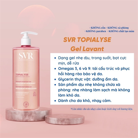 Sữa rửa mặt dạng gel SVR Protecting Anti-Dryness Cleanser 400ml da khô nhạy cảm