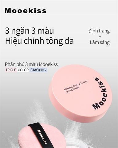 Phấn phủ Bột Mooekiss 3 Màu Glam up Tri-tone Setting Powder #02