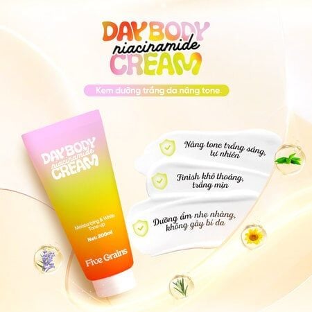 Kem nâng tone Dưỡng Thể body Five Grains Sáng Da 200ml