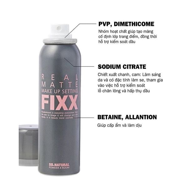 Xịt Khoá Makeup Fixx Real Matte Makeup Up Setting - 75ml #xám