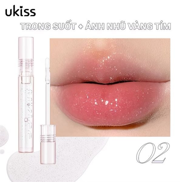 ￼Ukiss Son Dưỡng Môi Lấp Lánh Không Dính 2ml #02