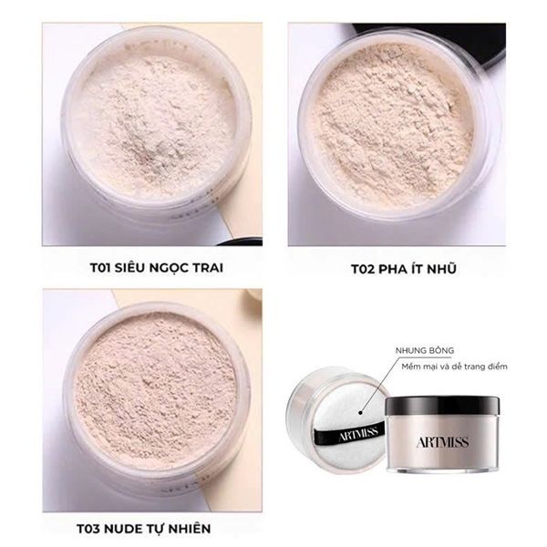Phấn phủ bột Kiềm Dầu Artmiss Perfecting Soft Loose Powder #03-tự nhiên