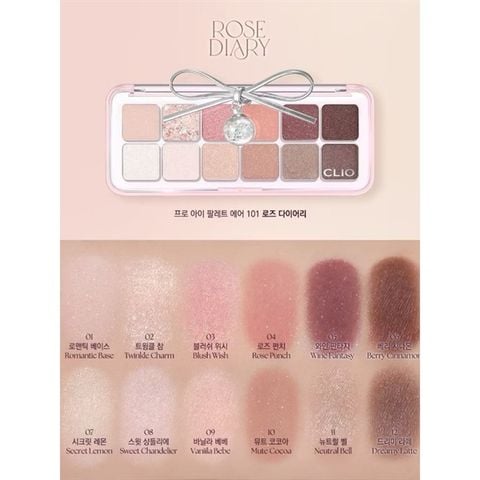 (limited edition)Bảng mắt Clio Pro Eye Palette 12ô #101-Rose Diary
