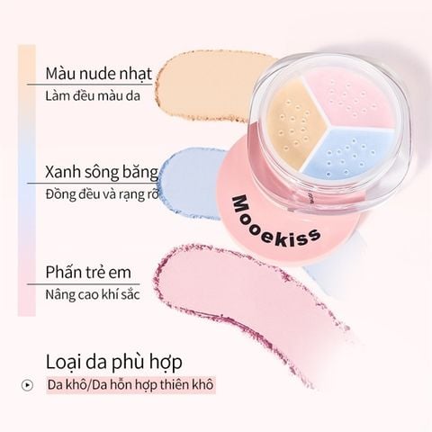 Phấn phủ Bột Mooekiss 3 Màu Glam up Tri-tone Setting Powder #02