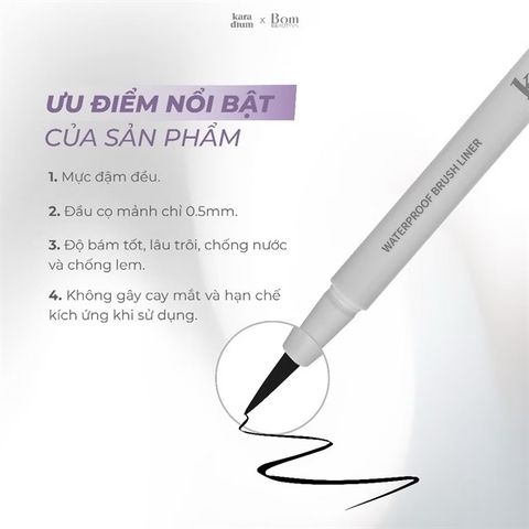 [NEW]￼Phiên Bản Mới Vỏ Xám - Bút Kẻ Mắt Nước Nét Mảnh, Không Lem Trôi Karadium Waterproof Brush Liner