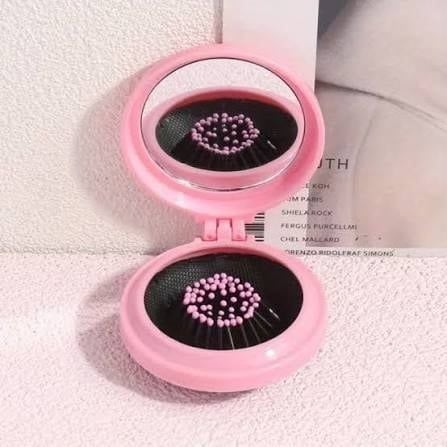 Gương Lược Gấp Gọn Mini Kèm Gấu Loopy #Hồng