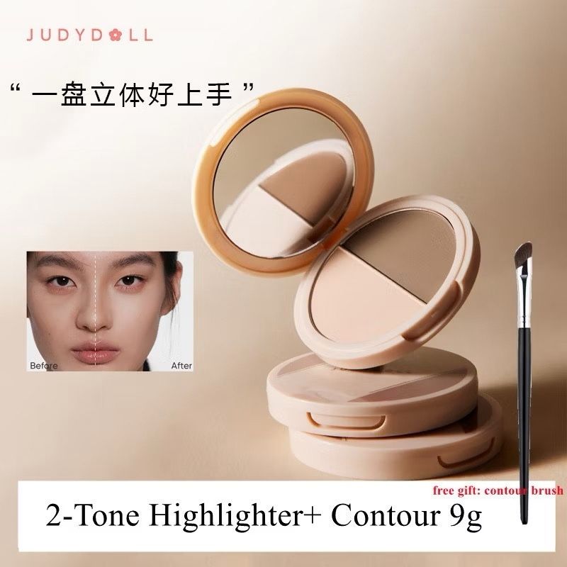 Judydoll bảng phấn bắt sáng và tạo khối 2 ô highlight&contour 01