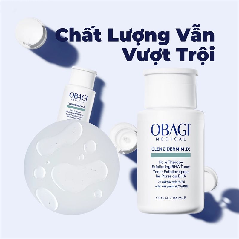 [ MẪU MỚI 2025 ]toner BHA Obagi Clenziderm MD Pore Therapy kiềm dầu , giảm mụn