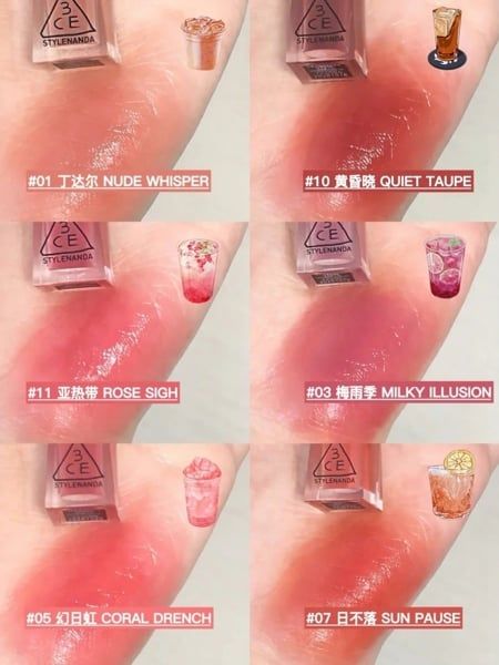 Son tint bóng 3CE Misty Lip Bare #08 chili flame