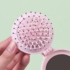 Gương Lược Gấp Gọn Mini Kèm Gấu Loopy #Hồng