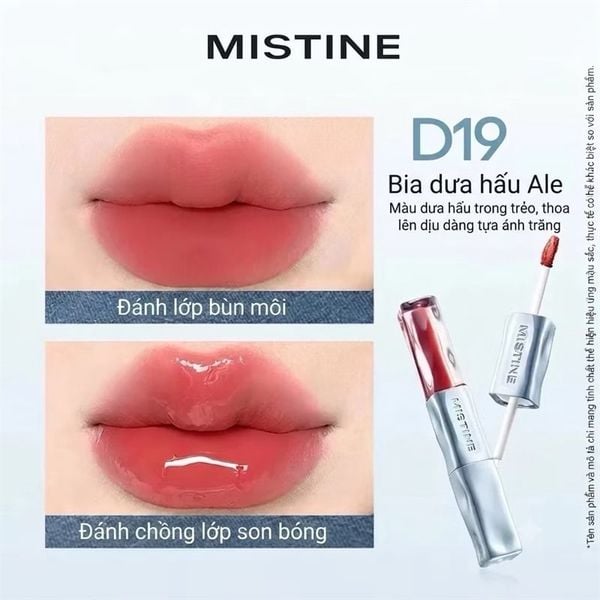 Son Kem 2 Đầu MISTINE Son Lì 2 Trong 1 Bền Màu Lâu Trôi Mịn Môi D19