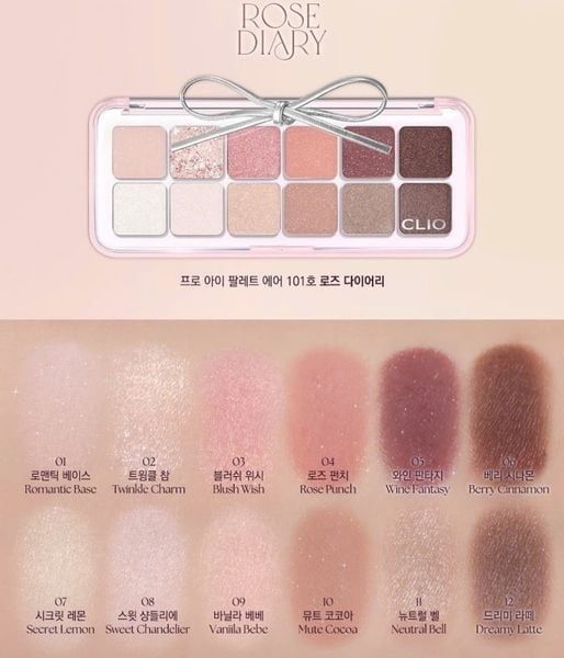 Bảng phấn mắt Clio rosy diary pro eye palette #101