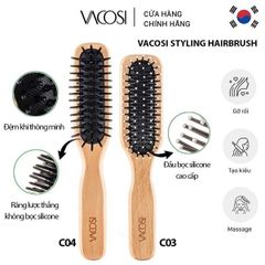 Lược gỗ gỡ rối Chải Suôn và Mượt Tóc Vacosi Styling Wooden Hairbrush C03