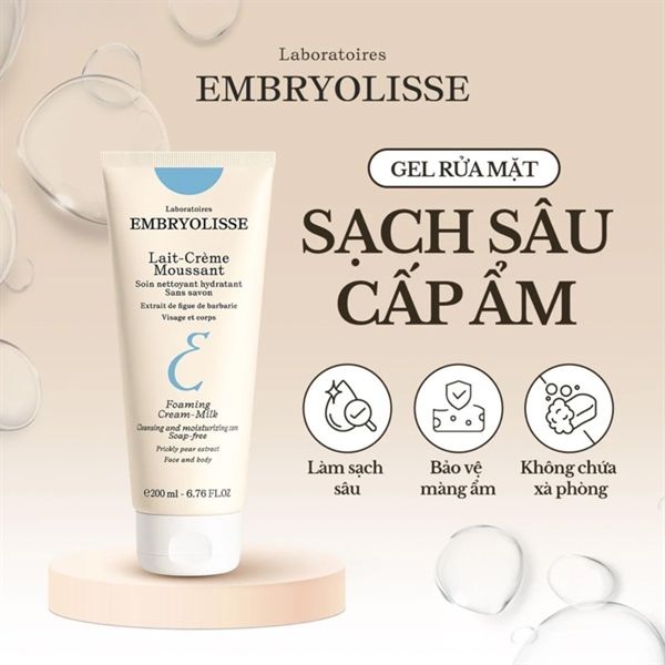 SỮA RỬA MẶT EMBRYOLISSE LÀM SẠCH SÂU, CHỐNG OXY HÓA 200ML