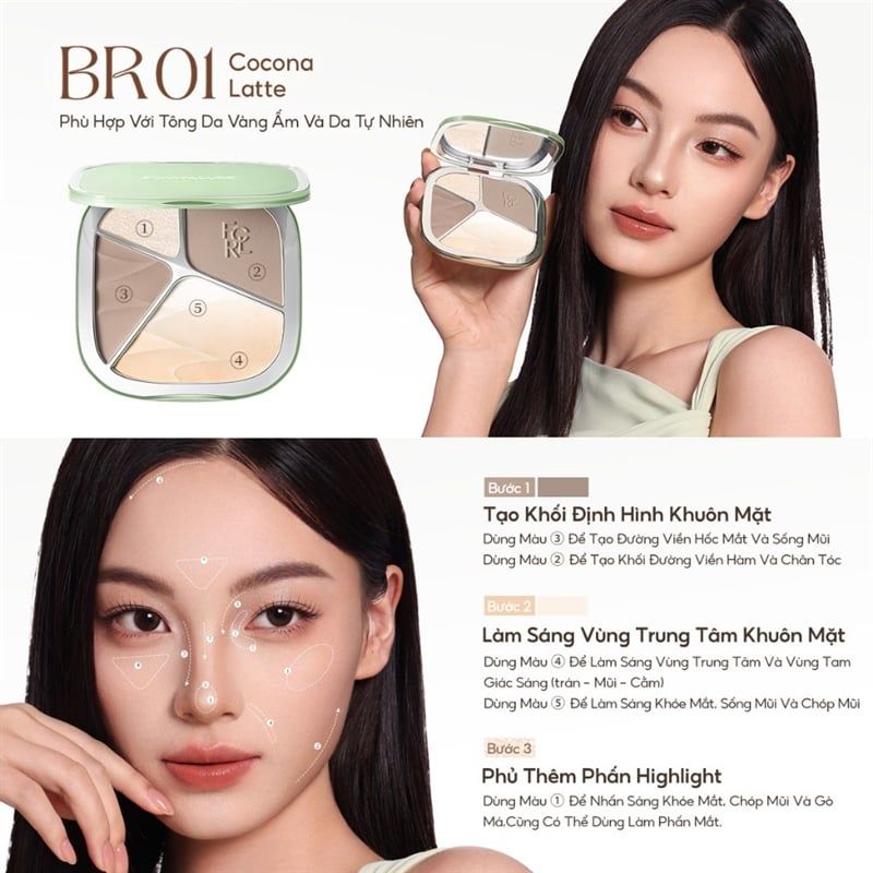 Bảng tạo khối Focallure highlighter contour #br03