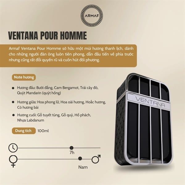 Nước Hoa Nam Armaf Ventana Pour Homme Eau De Parfum 100ml