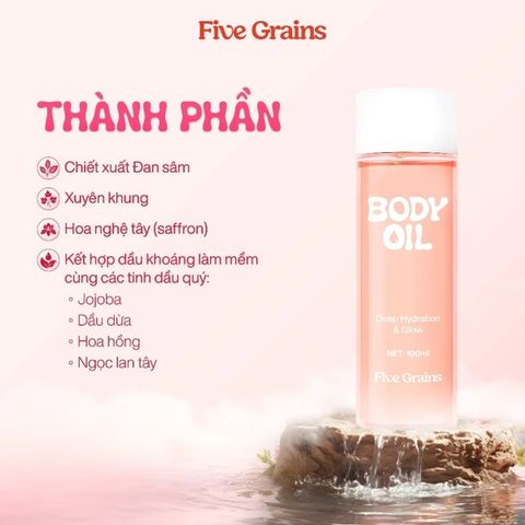 Dầu Dưỡng Thể Cao Cấp Five Grains Body Oil Dưỡng Ẩm, Sáng Da 100ml
