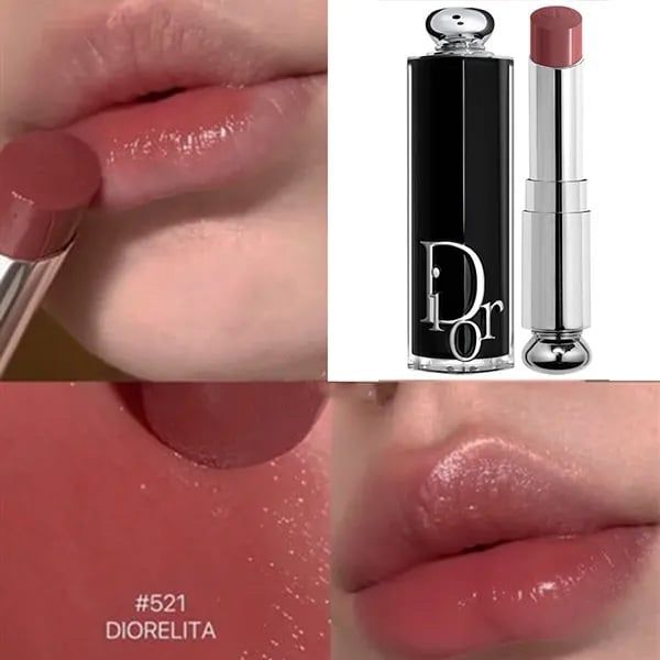 [full size] Son Dior addict hydrating shine lipstick #521-hồng khô full box