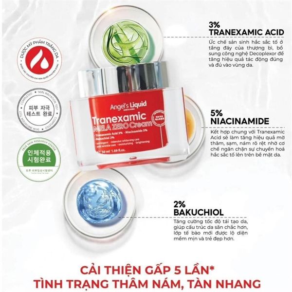 Kem dưỡng giảm thâm nám Angel's Liquid tranexamic mela zero cream 50ml