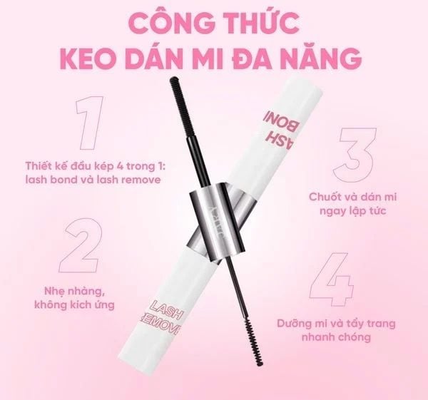 Keo dán mi 2 đầu 4IN1 jary lash bond & remover 4g