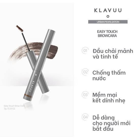 Mascara Mày Klavuu Urban Pearlsation Easy Touch Browcara #nâu nhạt