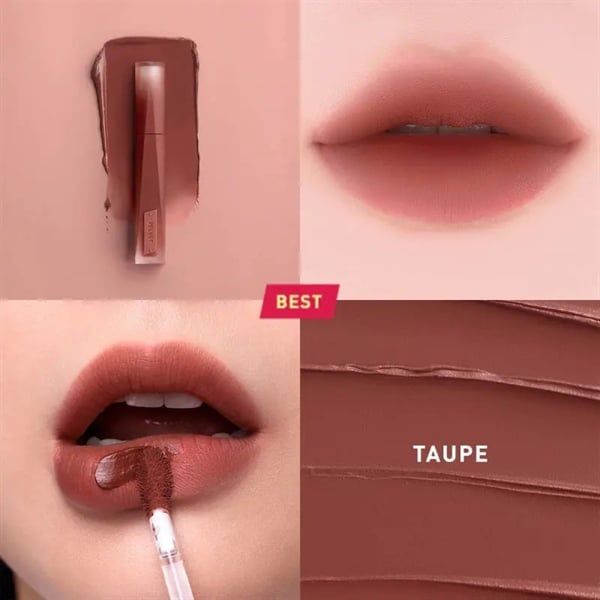 Son kem lì 3CE stylenanda velvet lip tint plush #02 taupe
