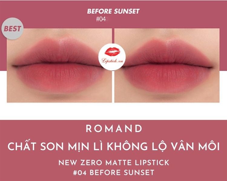 Son thỏi Romand zero matte #04 before sunset