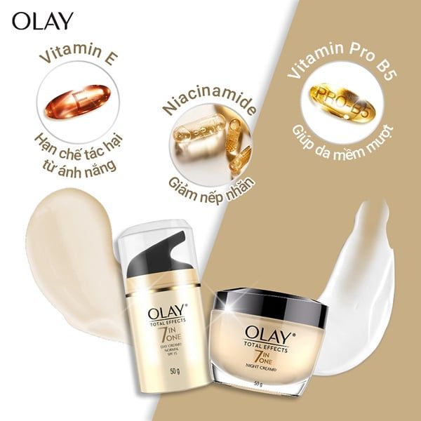 Kem Dưỡng Olay Ngừa Lão Hóa Ban Đêm Total Effects 7in1 Night Cream Normal SPF 15 50g