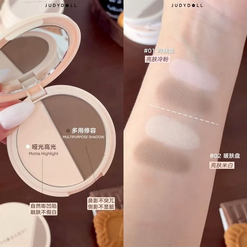 Judydoll bảng phấn bắt sáng và tạo khối 2 ô highlight&contour 01
